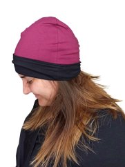 Women’s cotton cap, double-sided, black+cyclamen