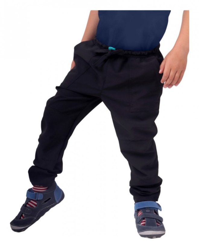 Dětské lehké funkční outdoor kalhoty, prodyšné, voděodolné, černé
