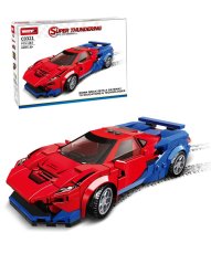 Stavebnice Závodní auto dlouhé 15cm, odnímatelná střecha, červené, 267 dílků