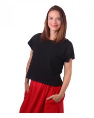 Crop Top T-shirt Edita, schwarz