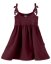 Children's dress with pockets and tie shoulder straps, burgundy - Size: 116