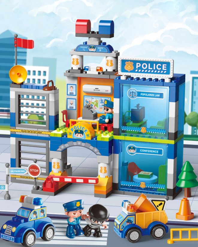 Stavebnice velká policejní stanice, 175 dílků, pro děti od 3 let