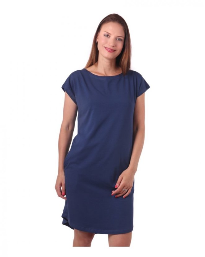 Dámské bavlněné oversized šaty s kapsami Zoe, jeans modré