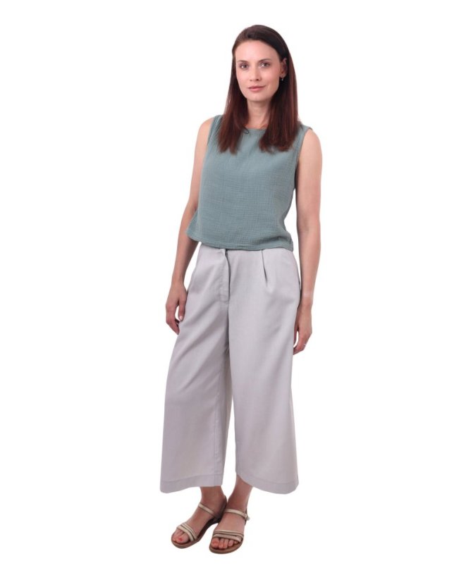 Cullotes-Leinenhose für Damen, grau - Größe: 46