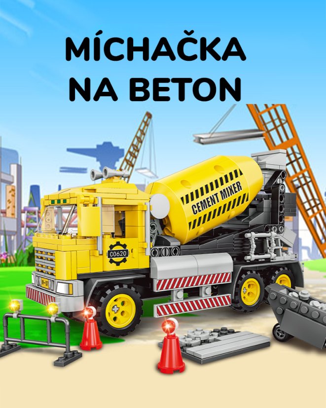 Stavebnice stavební stroje 2v1 automíchačka nebo náklaďák, 397 dílků