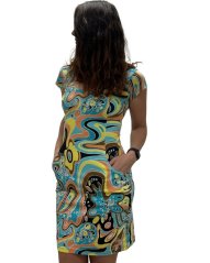 Dámske vzorované bavlnené šaty s vreckami Šárka, tyrkysové