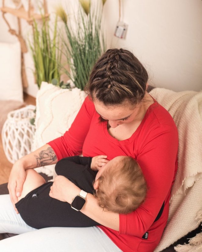 Kojicí tričko Kateřina, 3/4 rukáv, červené - Velikost: M/L