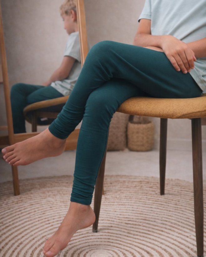 Dětské legíny, lahvově zelené