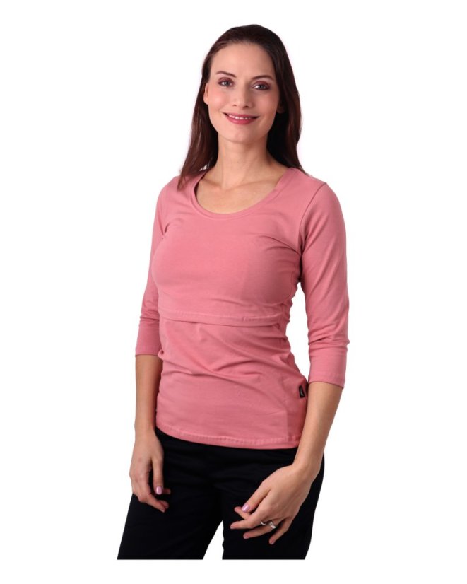 Kojicí tričko Kateřina, 3/4 rukáv, starorůžové - Velikost: L/XL