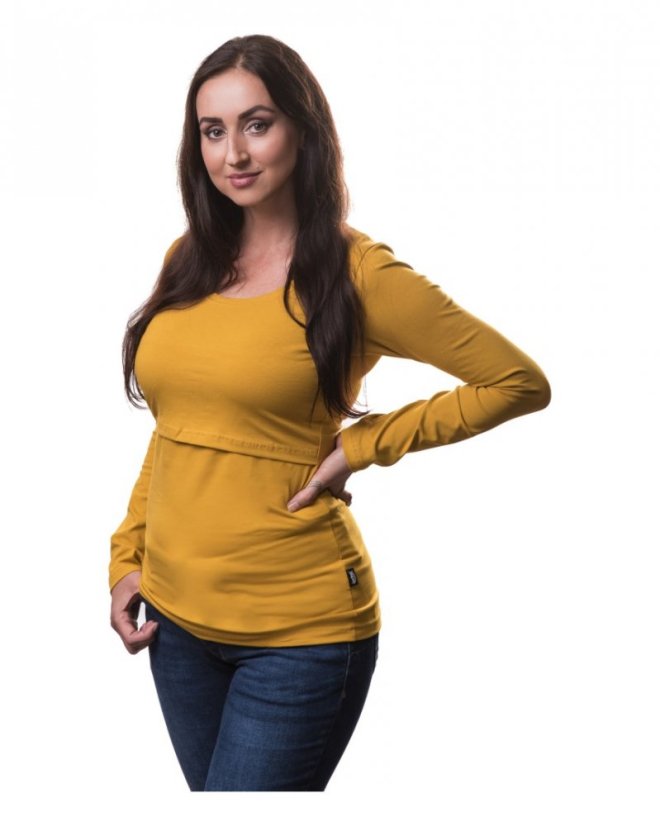 Nursing T-shirt Catherine, long sleeves – mustard