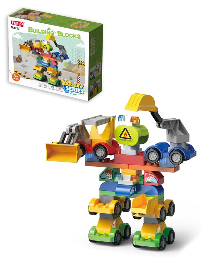 Stavebnice auto-robot 6v1, velké kompatibilní kostky pro děti od 3 let, 57 dílků