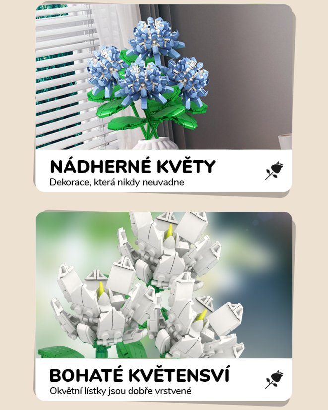 Stavebnice květiny Jetel (174 dílků) – květina ze stavebnice