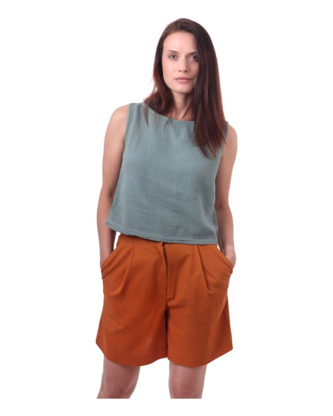 Damen-Shorts aus Leinen, Zimtfarbe