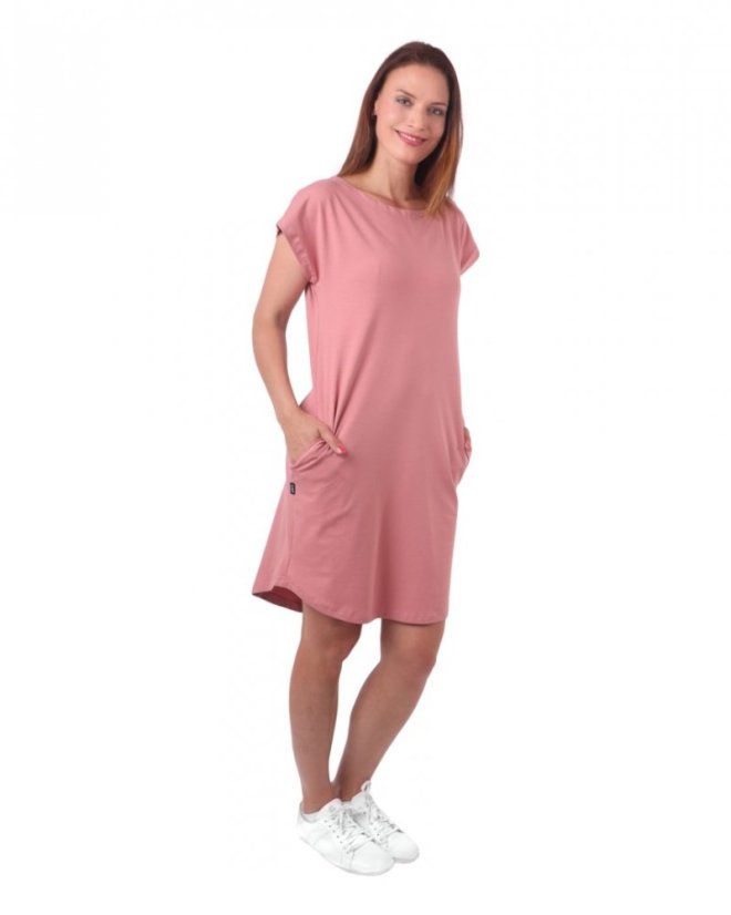 Dámske bavlnené oversized šaty s vreckami Zoe, staroružové