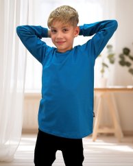 Dětské tričko, dlouhý rukáv, tmavý tyrkys