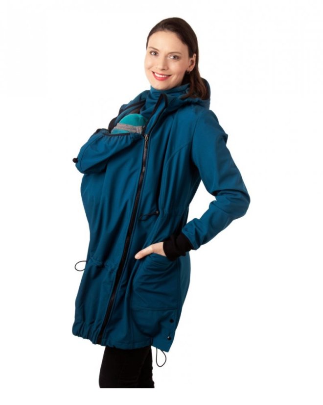 Softshellová NOSÍCÍ bunda Andrea + TĚHOTENSKÁ vsadka, petrolejová