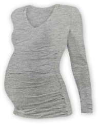Tehotenské tričko Vanda, dlhý rukáv, sivý melír