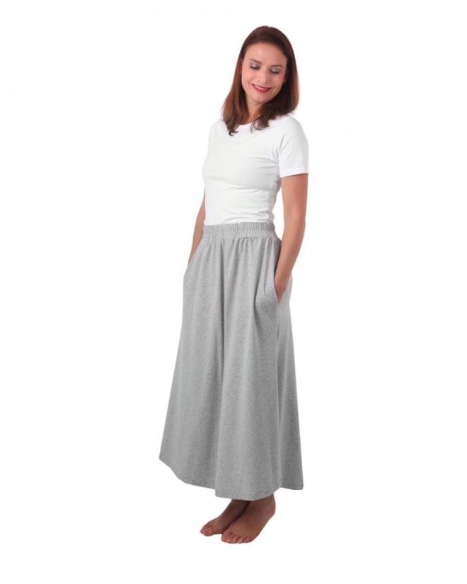 Long skirt with pockets Linda, grey melange