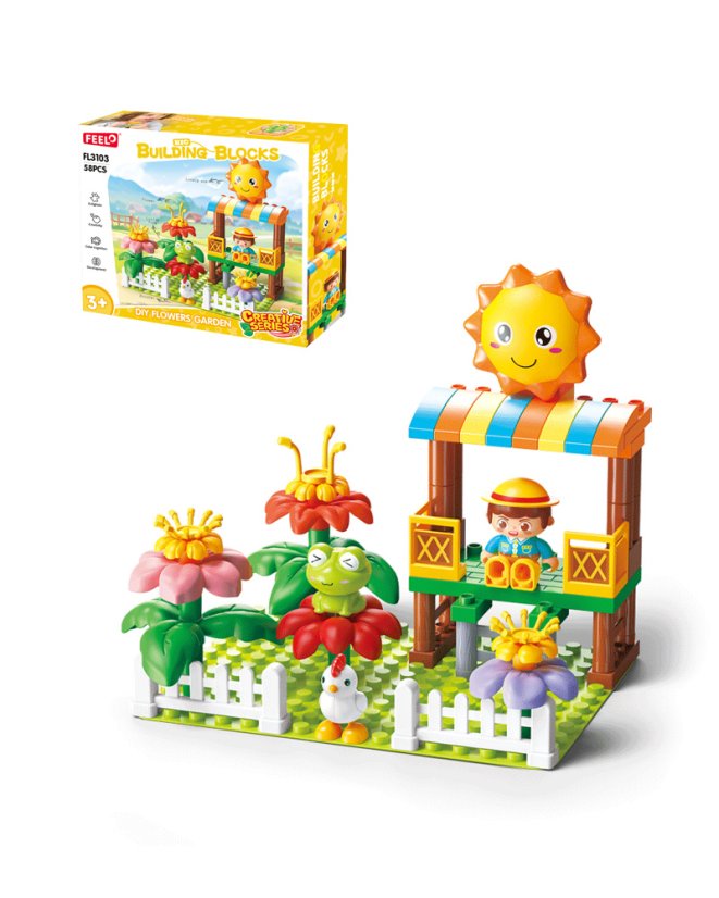 Stavebnica kvetinová záhradka so stánkom, 58 dielikov, pre deti od 3 rokov