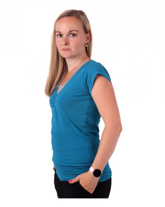 Breast-feeding T-shirt Lea, short sleeves, dark turquoise