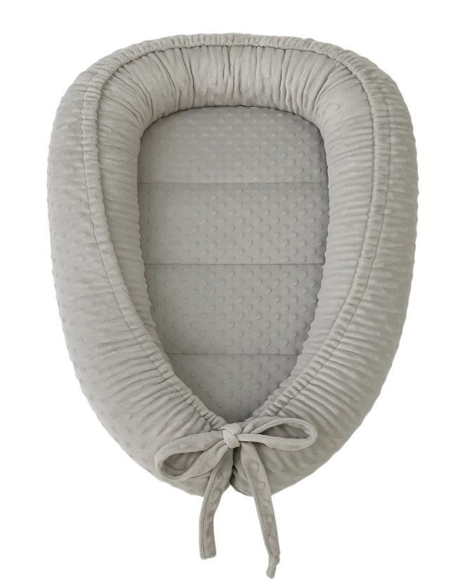 Baby nest for newborns – large MINKY design from birth, grey