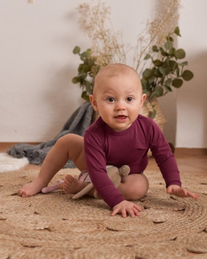 Baby bodysuit onesie, cyclamen - Size: 80