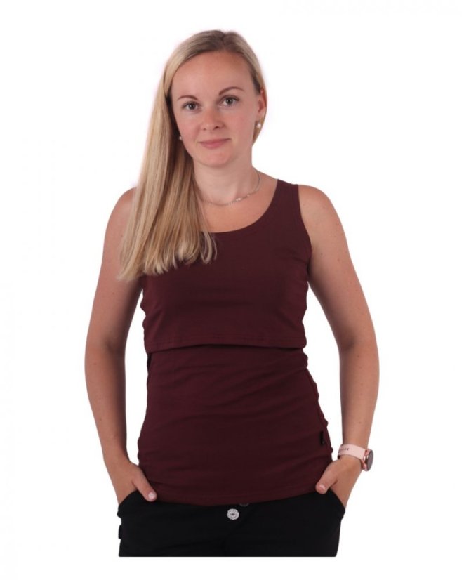 Breast-feeding T-shirt Katerina, no sleeves, BORDO - Size: XS/S