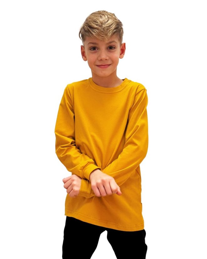 Dětské tričko, dlouhý rukáv, hořčicové