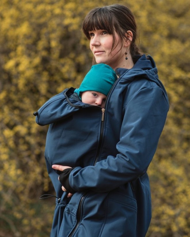 Softshellová NOSÍCÍ bunda Andrea + TĚHOTENSKÁ vsadka, tmavě modrá