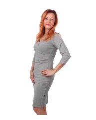 Women’s dress Amalie, suitable for breastfeeding, 3/4 sleeves, grey melange