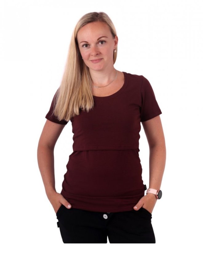Kojicí tričko Kateřina, krátký rukáv – bordo