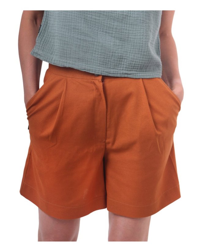 Damen-Shorts aus Leinen, Zimtfarbe