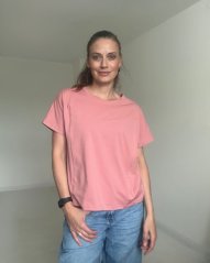 Kojicí tričko se zipem Kira, oversized – starorůžové