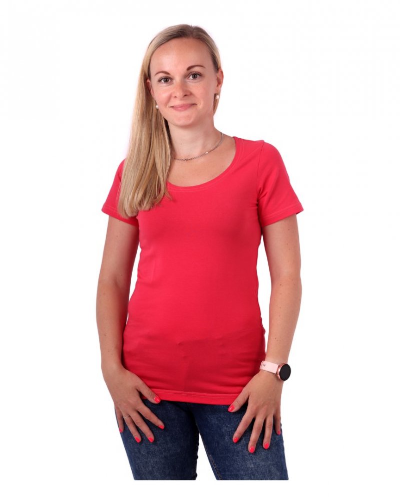 E-shop Jožánek Dámske tričko Brigita, krátky rukáv, lososovo ružová L/XL