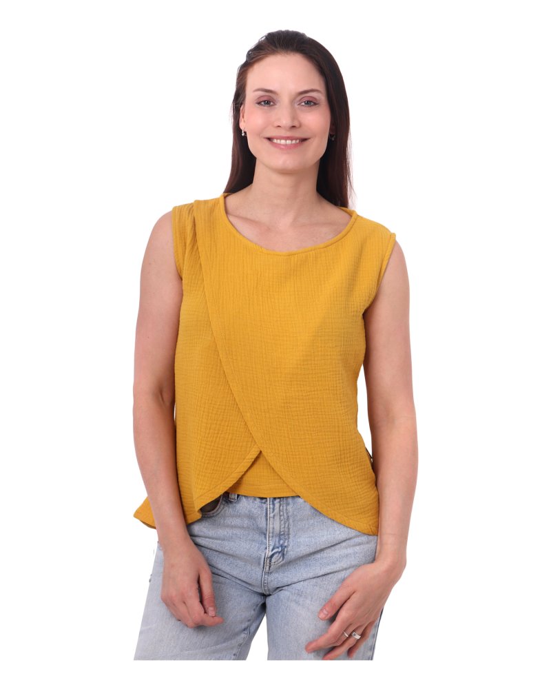 E-shop Jožánek Mušelínové triko tielko na dojčenie Maja, horčicové L/XL