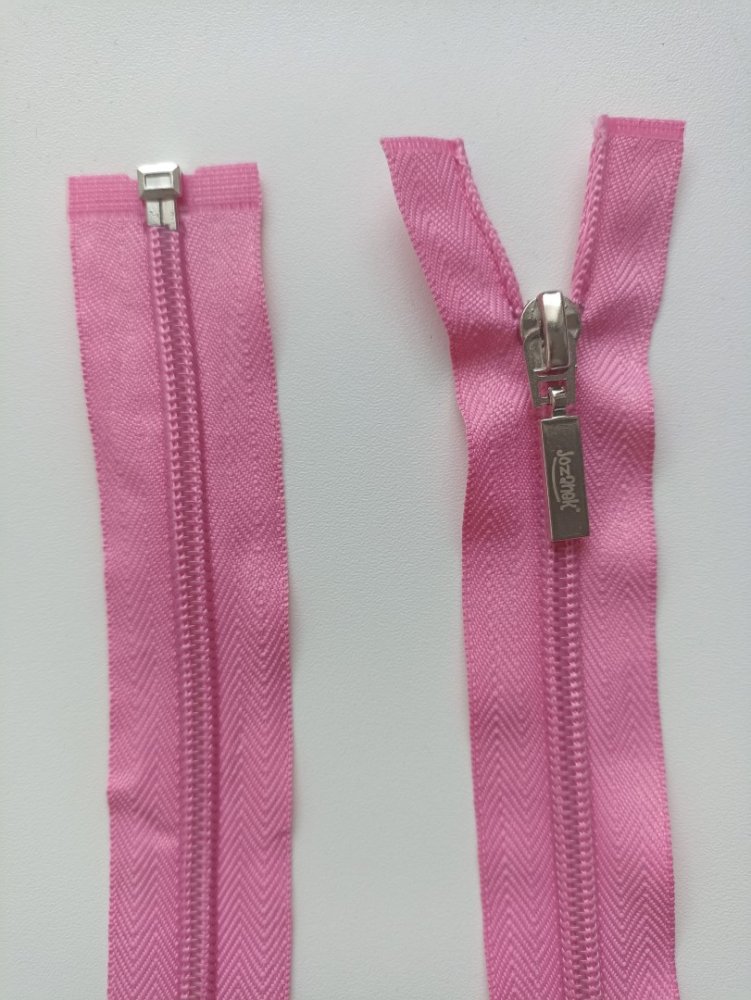 E-shop Zips 90cm špirálový 6mm so strieborným jazdcom, ružový 90