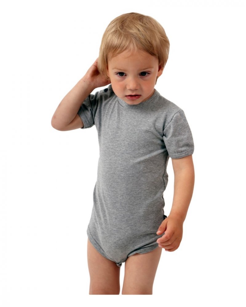E-shop Jožánek Dojčenské body, krátky rukáv, sivý melír 56
